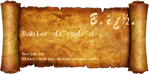 Babler Árpád névjegykártya